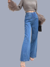 Jean droit taille haute avec nœud
